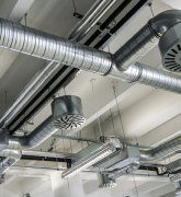 Air conditioning on the ceiling of an industrial building
